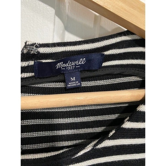 Madewell - Black & White knitted short sleeve dress women's size Medium - Picture 3 of 7